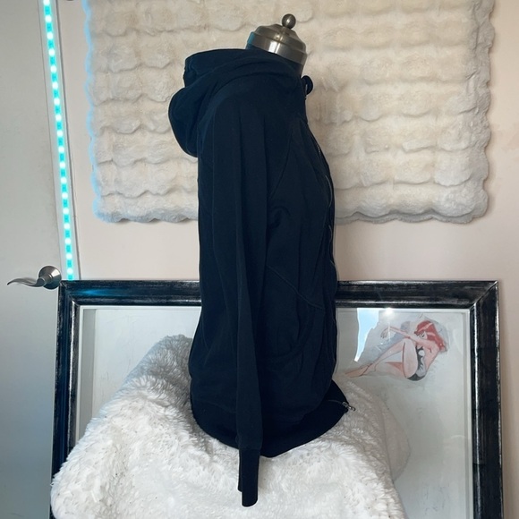 90 degrees black cotton sweatshirt preowned wish zip in front the strap missing - Picture 5 of 9